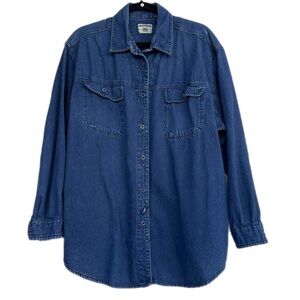 Vintage Lee 100% Cotton Classic Blue Denim Collared Button-down Shirt size L